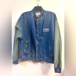Vintage Jacket Platinum Technology Letterman Corporate Logo XL Men’s 100% Cotton